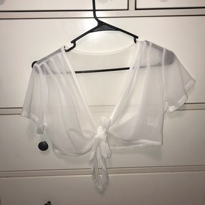 Sheer tie front top